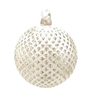 Boule Sapin Noël en Verre Vienne Argent et Blanc D8