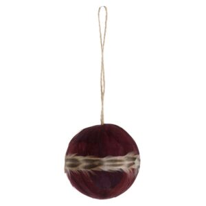 Boules Sapin Noël Lou Plumes Bordeaux D8