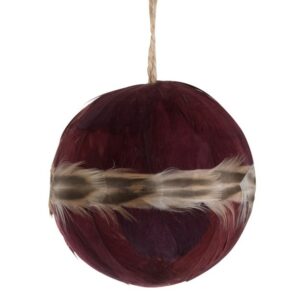 Boules Sapin Noël Lou Plumes Bordeaux D8