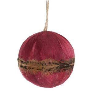 Boules Sapin Noël Lou Plumes Rose D8