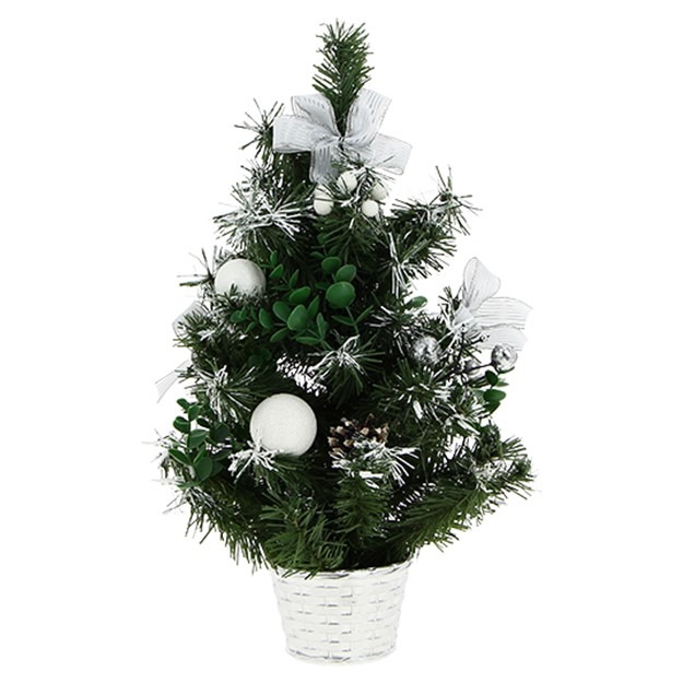 Deco Noel Sapin Artificiel Vert Decore Blanc H50 Flora Deco