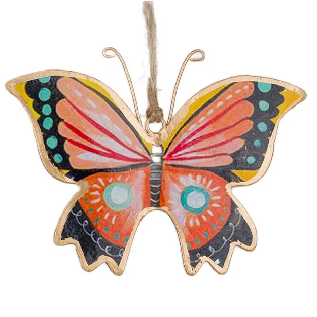 Décoration Papillon à suspendre Doli Orange 12cm - Flora Déco
