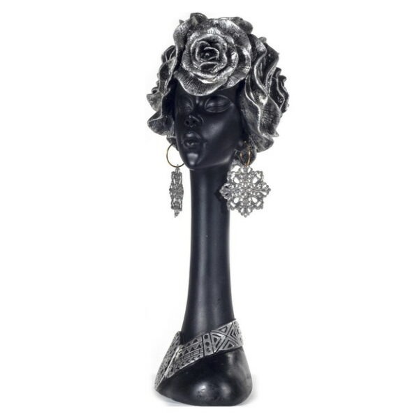 Statue tête Africaine avec roses Sarin