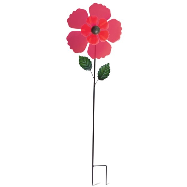 Moulin à Vent Fleur Pour Jardin – 28 Cm De Diamètre – Polyester Et Fibre De Verre – Facile à Assembler – Décoration Extérieure