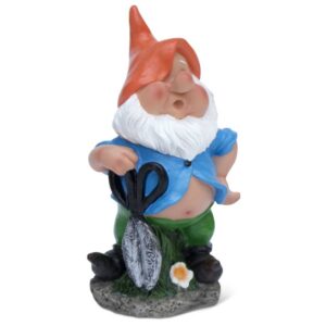 Statue en résine Nain de Jardin Zephire Chapeau Orange