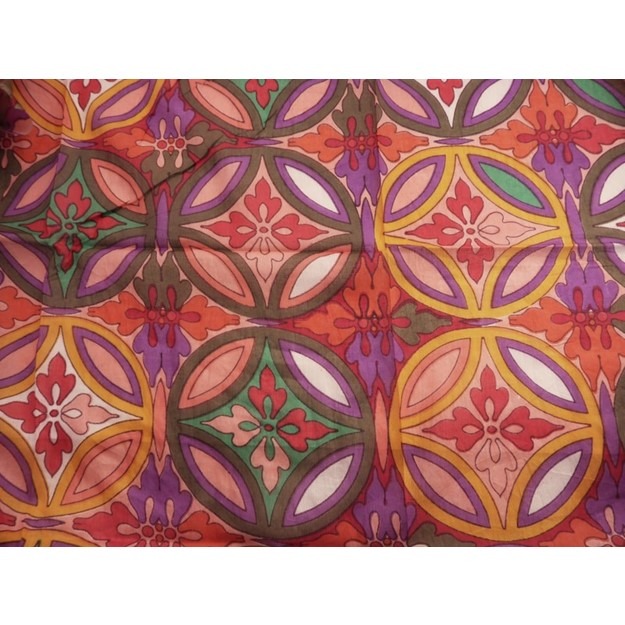 Paréo coton imprimé Bonao – Rose et Multicolore Palme