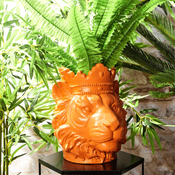 Statue cache-pot Kuching Lion Orange