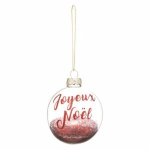 Boule verre rouge Astine Joyeux Noël