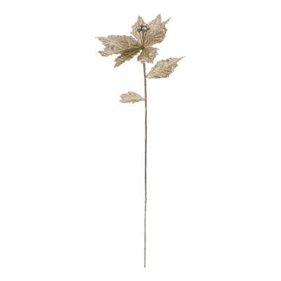 Branche de Poinsettia Doré Pailleté Geary H75 cm