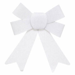 Déco Noël Ensemble 2 Nœuds Pailleté Banning Blanc