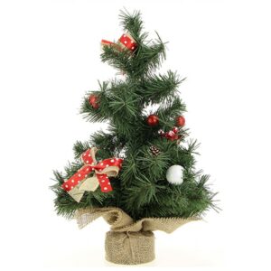 Déco Noël Sapin Artificiel Vert Décoré Rouge H50