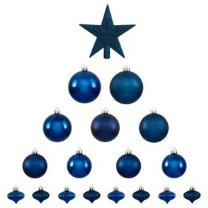 Kit sapin Noël 18 pièces Rowe Bleu Boules et Cimier