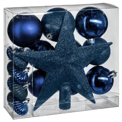 Kit sapin Noël 18 pièces Rowe Bleu Boules et Cimier