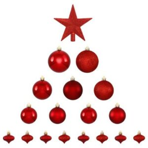 Kit sapin Noël 18 pièces Rowe Rouge Boules et Cimier