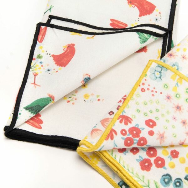 Lot de 2 torchons coton bio Coq et Poule Lisa 70x50