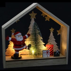 Maison lumineuse en Bois Boni avec scène Père Noël