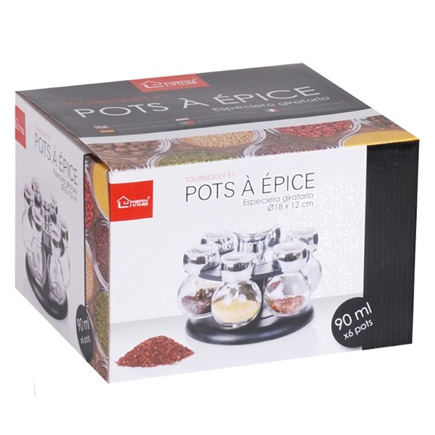 Lot De 6 Pots à épices Vintage En Porcelaine Blanche Motif Rose - Cuisine