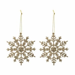 Set de 2 Suspensions de Noël Mildred Flocon Or pailleté