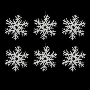Set de 6 Suspensions de Noël Esbone Flocon Blanc pailleté