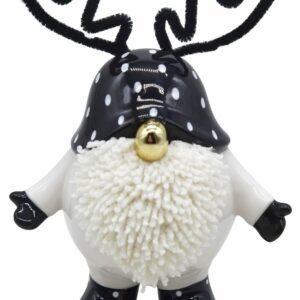 Statue Noël Gnome Grégore Noir et Blanc H22cm