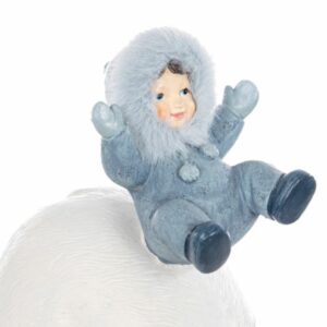 Statue de Noël Esquimau Bleu sur Ours Blanc