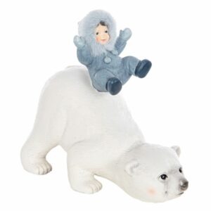 Statue de Noël Esquimau Bleu sur Ours Blanc