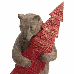 Statue résine Ours debout sapin Largs H36