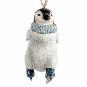 Suspension Noël Pingouin Blanc et Bleu Luni