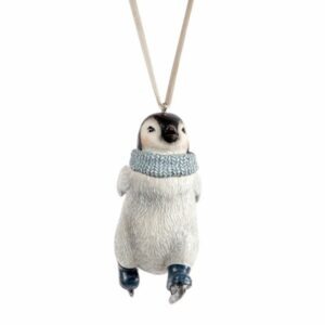 Suspension Noël Pingouin Blanc et Bleu Luni