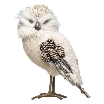 Déco Noël Hibou Beige pailleté Erpoke H23cm