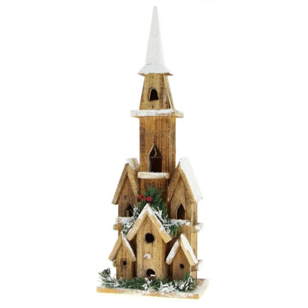 Déco Noël Maison Enneigée Led Mattia en Bois H50