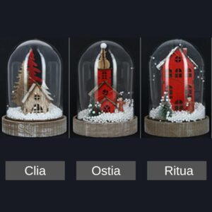Maison en Bois sous cloche Lumineuse Lovisa