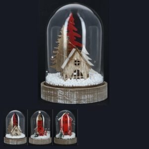 Maison en Bois sous cloche Lumineuse Lovisa