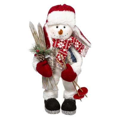 Personnage de Noël Bonhomme de Neige Ski Akito H47cm