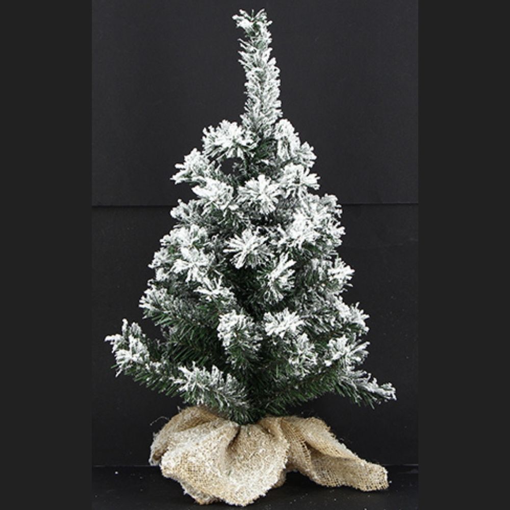 Sapin Artificiel Floqué Blanc Marisa pied en Jute H60cm