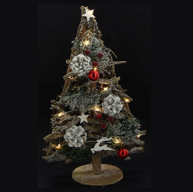 Figurine d'étoile de Noël à LED bois sombre DOKKA 