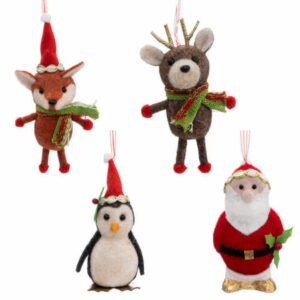 Set de 4 suspensions sapin de Noël feutrine Aubrey