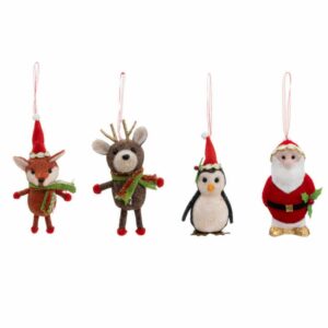 Set de 4 suspensions sapin de Noël feutrine Aubrey