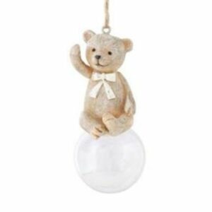 Suspension Noël Mino Ourson assis boule verre