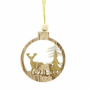 Suspension de Noël Staffan 3D sculpté Beige et Or