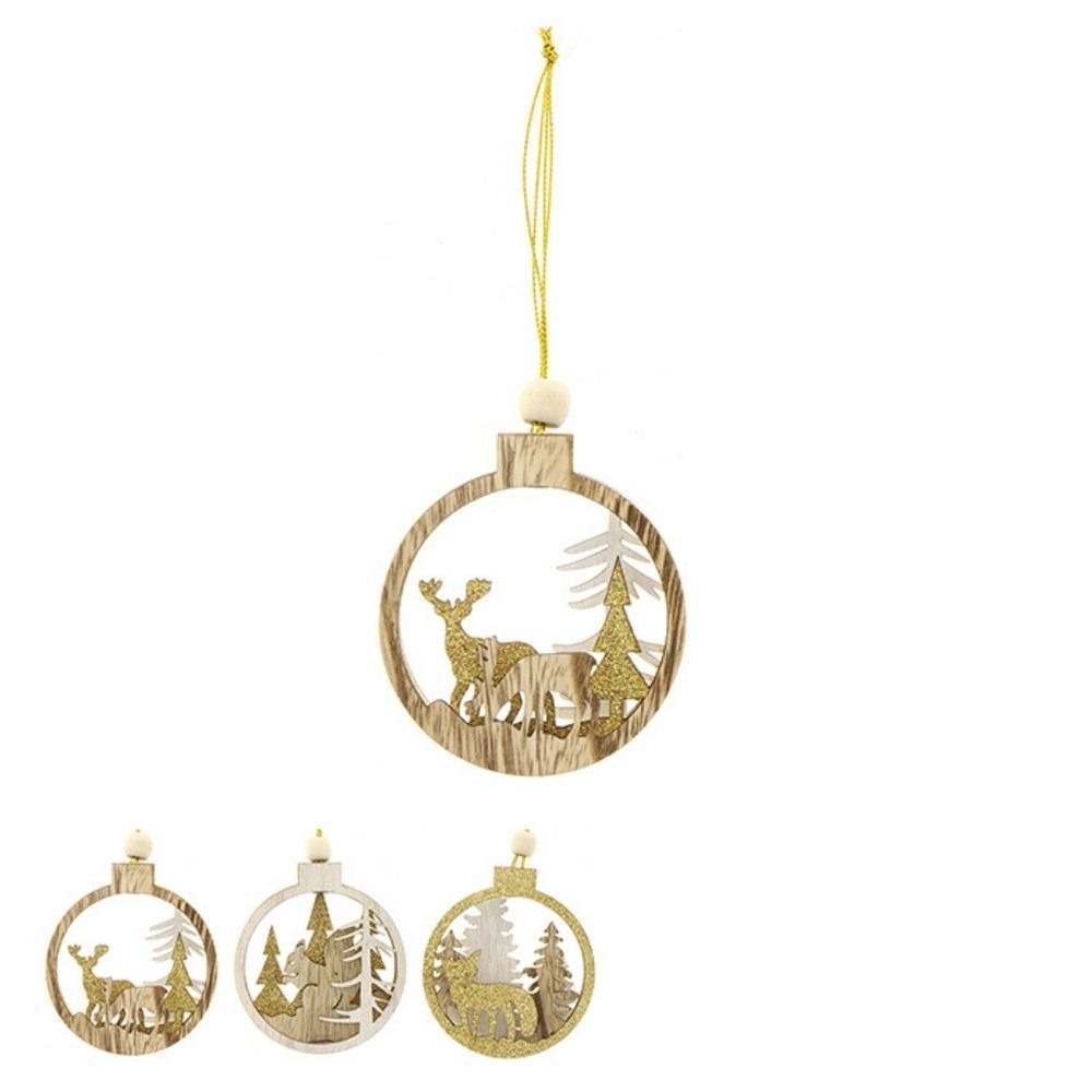 Suspension de Noël Staffan 3D sculpté Beige et Or