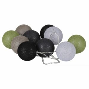 Guirlande Electrique 10 Boules Paita – Noir, Kaki et Taupe