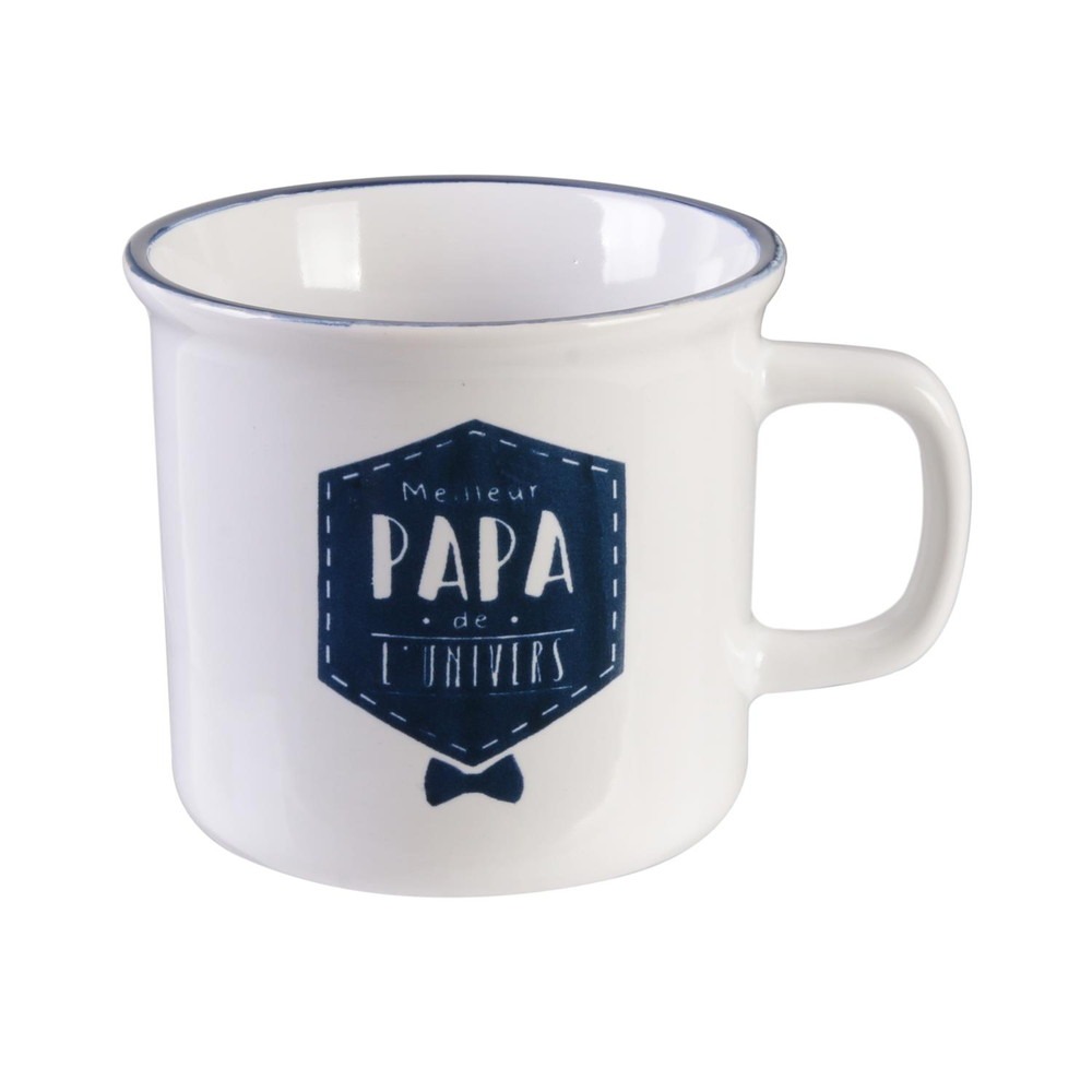 Mug Vintage Meilleur Papa Blanc et Bleu