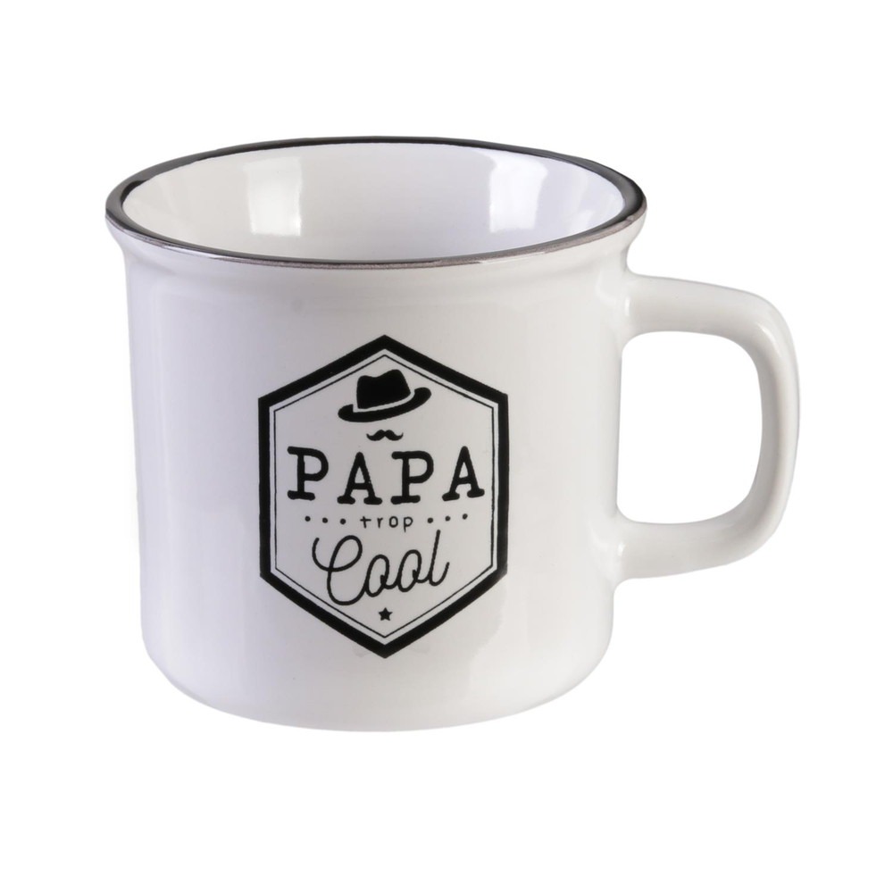 Mug Vintage Papa Cool Blanc et Noir
