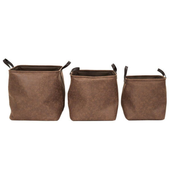 Panier rectangulaire imitation cuir avec anses Gailana Marron