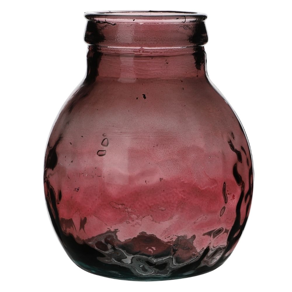 Vase en verre recyclé Kozani Rubis H24cm
