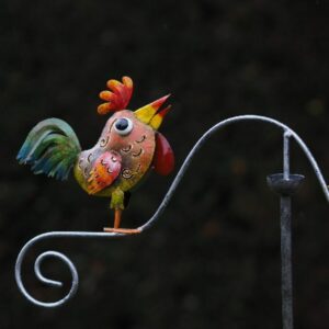 Mobile de jardin métal à planter Coq et oiseaux – Anais