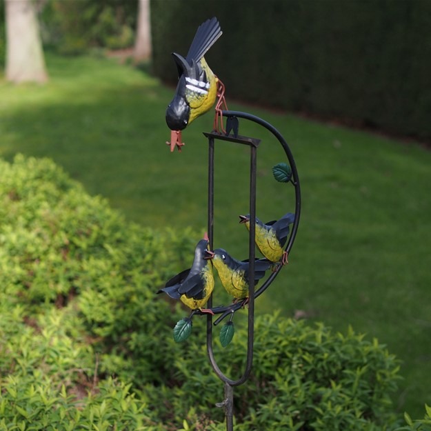 Mobile jardin balancier métal à planter Hector - Oiseaux