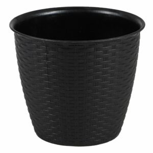 Cache-pot plastique effet rotin Cernay Noir D20cm