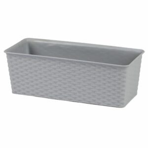 Jardinière plastique effet rotin Cernay Gris 30cm